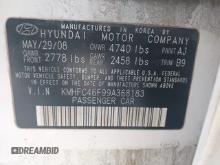 2009 Hyundai Azera Limited z VIN KMHFC46F99A368183, wystawiony jako IAAI lot #41769940 z przebiegiem 144 339 mil mil oraz . Historia ofert i sprzedaży dostępna na DreamBid. Obrazek 9.
