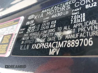 2021 Kia Sportage EX with VIN KNDPN3AC1M7889706, listed as a IAAI auction lot 41948559 with 52,329 mi miles and . Bid and sale history available at DreamBid. Image 9.