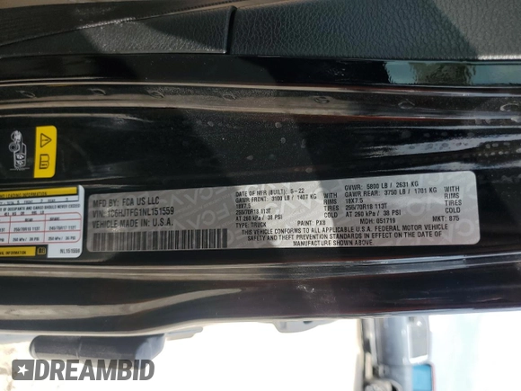 2022 Jeep Gladiator High Altitude with VIN 1C6HJTFG1NL151559, listed as a Copart auction lot 44394965 with 27,704 mi miles and Salvage title. Bid and sale history available at DreamBid. Image 12.
