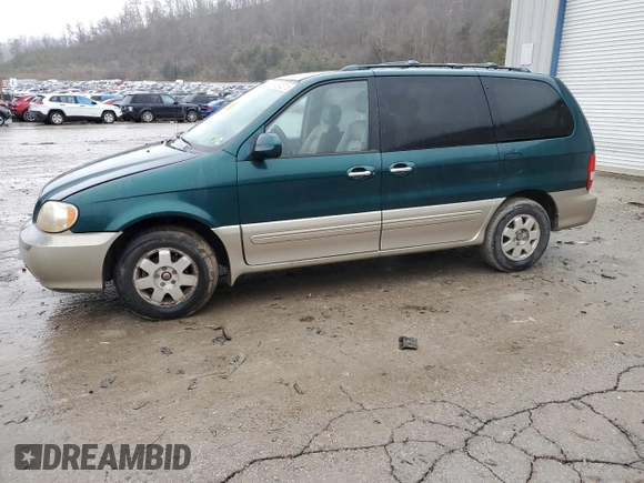 2003 Kia Sedona LX with VIN KNDUP131036440504, listed as a Copart auction lot 45048015 with 75,507 mi miles and Salvage Title. Bid and sale history available at carsss.com. Image 1.