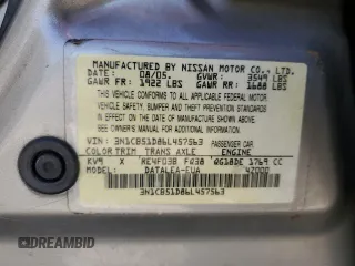 2006 Nissan Sentra S with VIN 3N1CB51D86L457563, listed as a Copart auction lot 52008315 with 76,925 mi miles and Salvage Title. Bid and sale history available at DreamBid. Image 12.