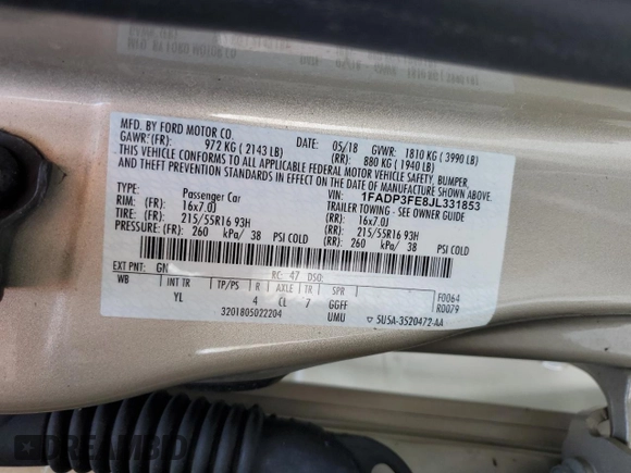 2018 Ford Focus SE z VIN 1FADP3FE8JL331853, wystawiony jako Copart lot #74013984 z przebiegiem 73 237 mil mil oraz Szkoda całkowita • Salvage title. Historia ofert i sprzedaży dostępna na DreamBid. Obrazek 13.