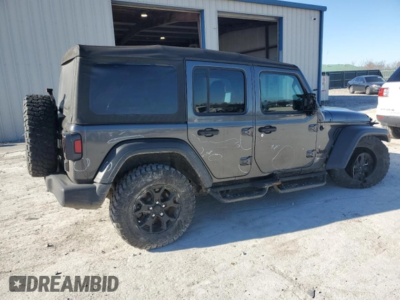 2022 Jeep Wrangler Unlimited Sport S with VIN 1C4HJXDG0NW225815, listed as a Copart auction lot 84528824 with 53,621 mi miles and Salvage Title. Bid and sale history available at carsss.com. Image 3.