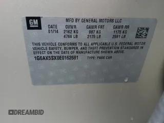 2014 Cadillac CTS Luxury AWD with VIN 1G6AX5SX0E0162681, listed as a Copart auction lot 55647855 with 45,426 mi miles and Salvage Title. Bid and sale history available at DreamBid. Image 12.
