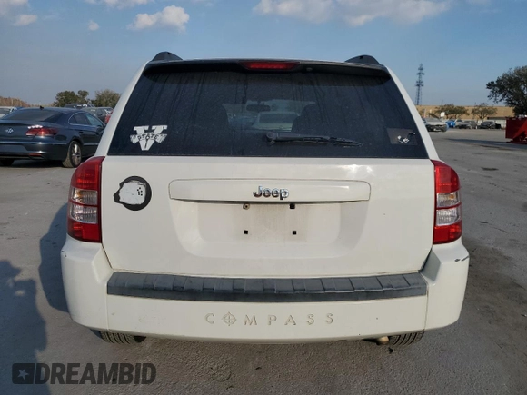 2008 Jeep Compass Sport with VIN 1J8FT47018D780764, listed as a Copart auction lot 44341525 with 175,279 mi miles and Salvage Title. Bid and sale history available at carsss.com. Image 6.