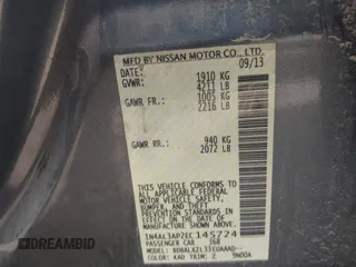 2014 Nissan Altima SL with VIN 1N4AL3AP2EC145724, listed as a IAAI auction lot 41785403 with 241,613 mi miles and . Bid and sale history available at DreamBid. Image 9.