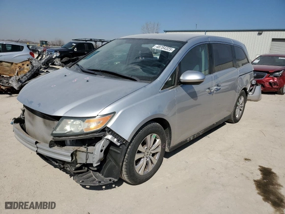 2014 Honda Odyssey EX with VIN 5FNRL5H41EB076760, listed as a Copart auction lot 48784325 with 76,187 mi miles and Salvage Title. Bid and sale history available at carsss.com. Image 1.