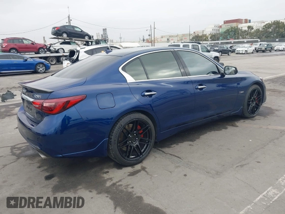 2020 Infiniti Q50 Red Sport 400 with VIN JN1FV7AP3LM630563, listed as a IAAI auction lot 42000146 with 63,327 mi miles and . Bid and sale history available at carsss.com. Image 4.