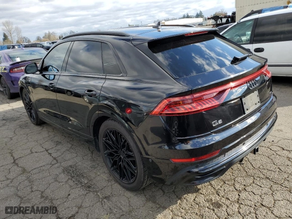 2020 Audi Q8 Prestige with VIN WA1FVAF18LD010042, listed as a Copart auction lot 44043535 with 36257 miles and Salvage Title. Bid and sale history available at carsss.com. Image 2.