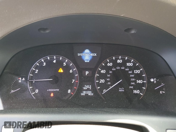 2007 Lexus LS 460 with VIN JTHBL46F275003142, listed as a Copart auction lot 61832185 with 181,203 mi miles and Salvage title. Bid and sale history available at DreamBid. Image 9.