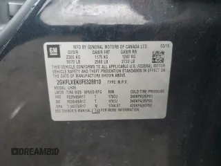 2015 GMC Terrain SLT with VIN 2GKFLXEK6F6328810, listed as a Copart auction lot 64132315 with 121,922 mi miles and Salvage title. Bid and sale history available at DreamBid. Image 14.