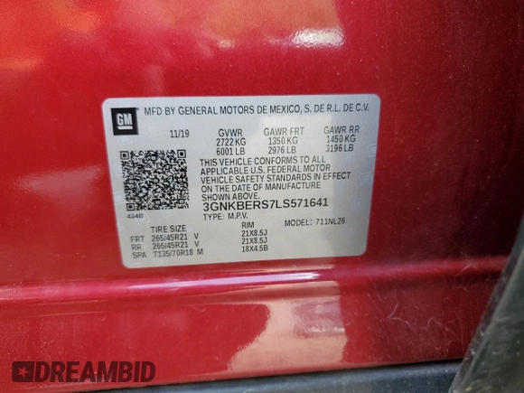 2020 Chevrolet Blazer RS z VIN 3GNKBERS7LS571641, wystawiony jako Copart lot #53965275 z przebiegiem 96 540 mil mil oraz Szkoda całkowita • Salvage title. Historia ofert i sprzedaży dostępna na DreamBid. Obrazek 13.