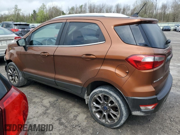 2018 Ford EcoSport Titanium z VIN MAJ6P1WL8JC202412, wystawiony jako Copart lot #55558265 z przebiegiem 122 137 mil mil oraz Szkoda całkowita • Salvage title. Historia ofert i sprzedaży dostępna na DreamBid. Obrazek 2.