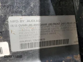 2013 Audi A4 Premium Plus z VIN WAUFFAFL1DN049679, wystawiony jako Copart lot #56002705 z przebiegiem Nie podano mil oraz Szkoda całkowita • Salvage title. Historia ofert i sprzedaży dostępna na DreamBid. Obrazek 13.