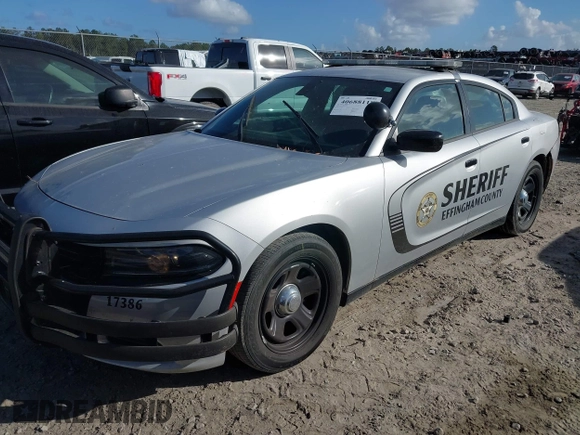2021 Dodge Charger Police with VIN 2C3CDXAT8MH643477, listed as a IAAI auction lot 40688118 with 59,555 mi miles and . Bid and sale history available at DreamBid. Image 2.