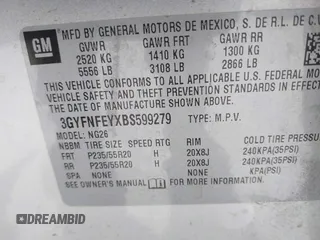 2011 Cadillac SRX Premium Collection z VIN 3GYFNFEYXBS599279, wystawiony jako IAAI lot #42372367 z przebiegiem 97 888 mil mil oraz . Historia ofert i sprzedaży dostępna na DreamBid. Obrazek 9.