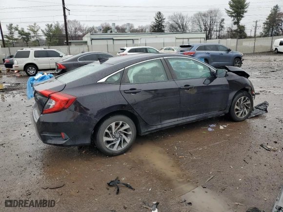 2017 Honda Civic Sedan EX with VIN 2HGFC2F75HH542043, listed as a Copart auction lot 50417125 with 57,246 mi miles and Salvage Title. Bid and sale history available at carsss.com. Image 3.