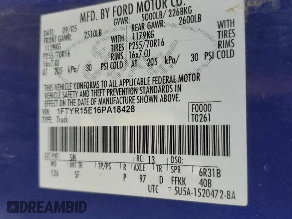 2006 Ford Ranger XL z VIN 1FTYR15E16PA18428, wystawiony jako Copart lot #45720485 z przebiegiem 63 912 mil mil oraz Szkoda całkowita • Salvage title. Historia ofert i sprzedaży dostępna na DreamBid. Obrazek 13.