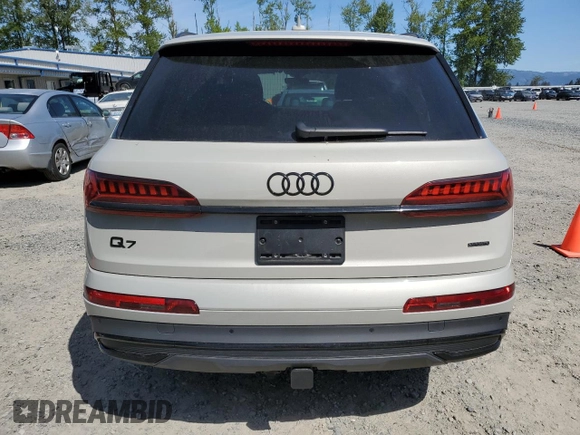 2023 Audi Q7 Premium Plus with VIN WA1LXBF77PD018405, listed as a Copart auction lot 55975455 with 15,702 mi miles and Salvage title. Bid and sale history available at DreamBid. Image 6.