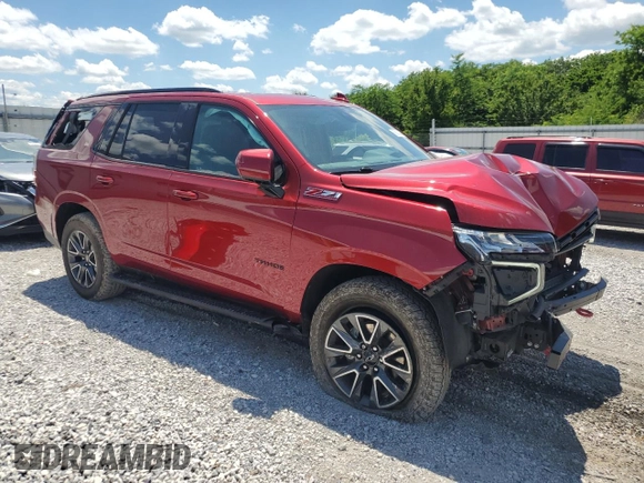2021 Chevrolet Tahoe Z71 z VIN 1GNSKPKD9MR349131, wystawiony jako Copart lot #59009405 z przebiegiem 24 115 mil mil oraz Szkoda całkowita • Salvage title. Historia ofert i sprzedaży dostępna na DreamBid. Obrazek 4.