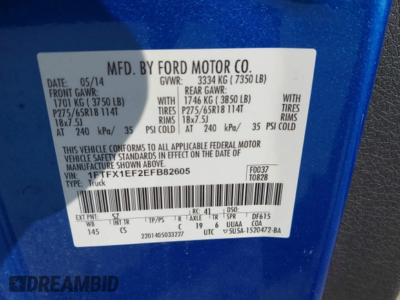 2014 Ford F-150 XL z VIN 1FTFX1EF2EFB82605, wystawiony jako IAAI lot #42267166 z przebiegiem 220 834 mil mil oraz . Historia ofert i sprzedaży dostępna na DreamBid. Obrazek 9.