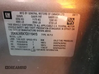 2012 GMC Terrain SLT-2 z VIN 2GKALWEK7C6119415, wystawiony jako Copart lot #60982855 z przebiegiem 78 298 mil mil oraz Szkoda całkowita • Salvage title. Historia ofert i sprzedaży dostępna na DreamBid. Obrazek 13.