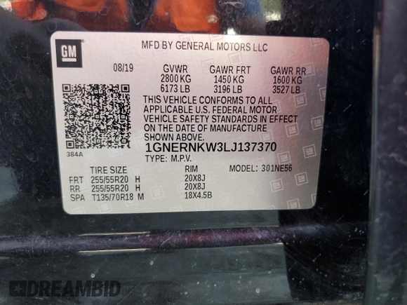 2020 Chevrolet Traverse High Country with VIN 1GNERNKW3LJ137370, listed as a Copart auction lot 71397374 with 95,531 mi miles and Salvage title. Bid and sale history available at DreamBid. Image 15.