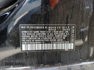 2020 Volkswagen Jetta S с VIN 3VWC57BU9LM084115, выставлен на аукционе Copart как лот 60327775 с пробегом 16 868 миль миль и Чистый • Clean title. История ставок и продаж доступна на DreamBid. Изображение 12.