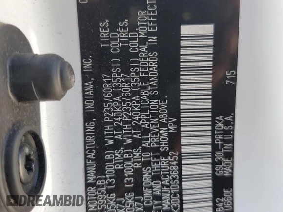 2013 Toyota Sienna XLE AAS with VIN 5TDYK3DC1DS368452, listed as a Copart auction lot 52638715 with 163,254 mi miles and Salvage Title. Bid and sale history available at carsss.com. Image 13.