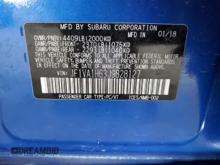 2018 Subaru WRX Limited with VIN JF1VA1H63J9828127, listed as a Copart auction lot 65129125 with 108,514 mi miles and Clean title. Bid and sale history available at DreamBid. Image 12.