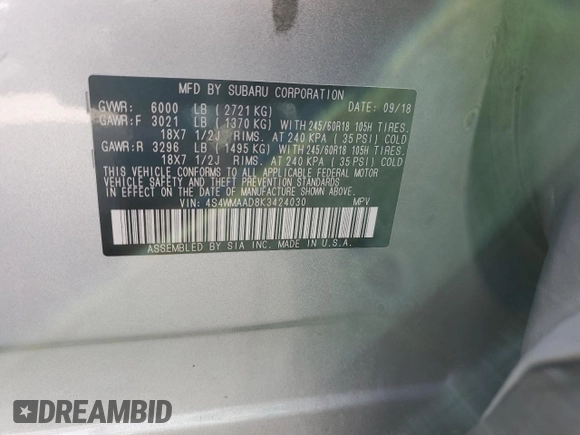 2019 Subaru Ascent with VIN 4S4WMAAD8K3424030, listed as a Copart auction lot 77690624 with 100,751 mi miles and Salvage title. Bid and sale history available at DreamBid. Image 13.