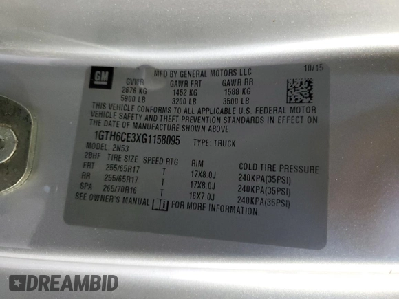 2016 GMC Canyon 4WD SLE with VIN 1GTH6CE3XG1158095, listed as a Copart auction lot 75802314 with 134,140 mi miles and Salvage Title. Bid and sale history available at carsss.com. Image 14.
