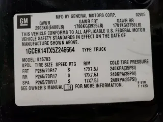 2005 Chevrolet Silverado 1500 Z71 with VIN 1GCEK14TX5Z246664, listed as a Copart auction lot 53749334 with 126,671 mi miles and Salvage Title. Bid and sale history available at carsss.com. Image 12.