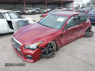 2015 Infiniti Q50 with VIN JN1BV7AP1FM347808, listed as a IAAI auction lot 41781327 with 57,140 mi miles and . Bid and sale history available at carsss.com. Image 2.
