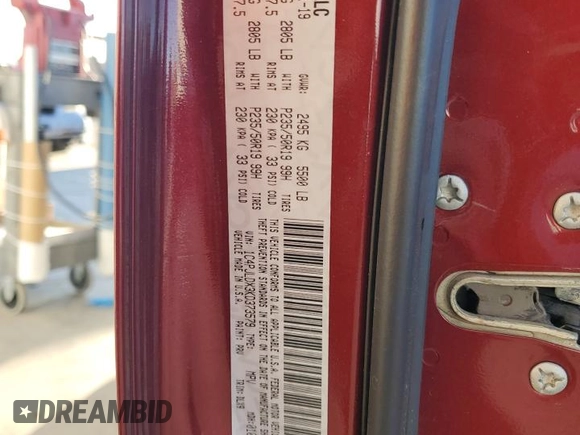 2019 Jeep Cherokee Limited with VIN 1C4PJLDX3KD373579, listed as a Copart auction lot 86581454 with 44,382 mi miles and Salvage title. Bid and sale history available at DreamBid. Image 14.