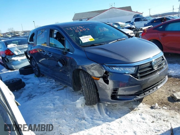 2023 Honda Odyssey Touring with VIN 5FNRL6H80PB005769, listed as a IAAI auction lot 41280858 with 7,041 mi miles and . Bid and sale history available at DreamBid. Image 1.