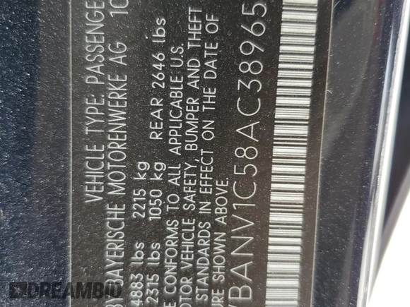 2010 BMW 5 Series 528i xDrive with VIN WBANV1C58AC389651, listed as a Copart auction lot 54332175 with 164,962 mi miles and Clean Title. Bid and sale history available at carsss.com. Image 12.