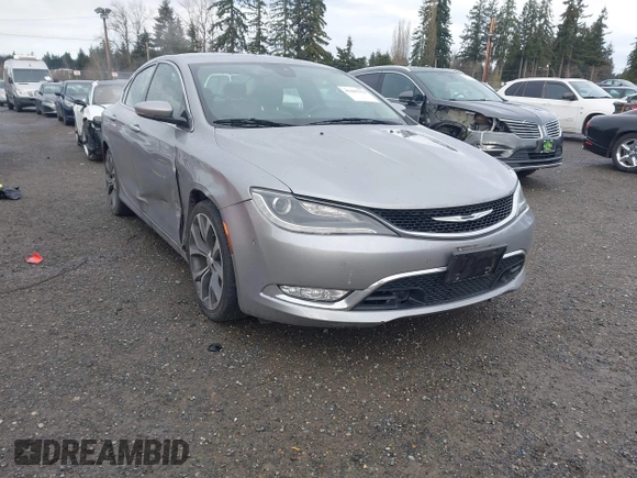 2015 Chrysler 200 C with VIN 1C3CCCCG5FN510455, listed as a IAAI auction lot 41601176 with 78,262 mi miles. Bid and sale history available at carsss.com. Image 1.