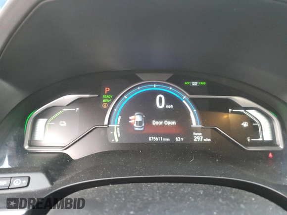 2018 Honda Clarity Plug-In Hybrid with VIN JHMZC5F17JC013726, listed as a Copart auction lot 47861604 with 75,611 mi miles. Bid and sale history available at carsss.com. Image 9.