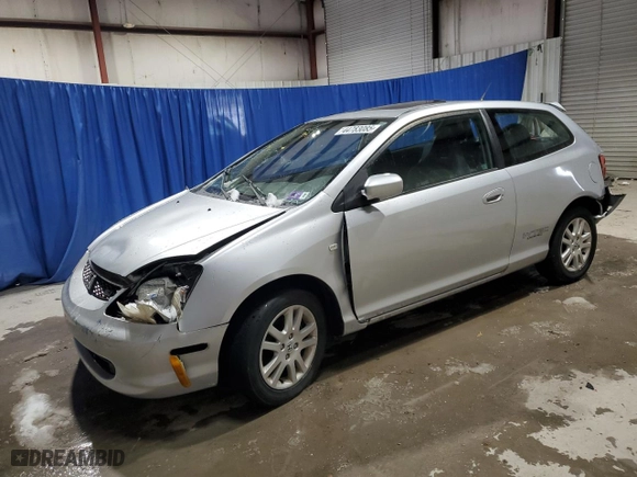 2002 Honda Civic Si with VIN SHHEP33552U305717, listed as a Copart auction lot 44783085 with 0 mi miles and Salvage Title. Bid and sale history available at carsss.com. Image 1.
