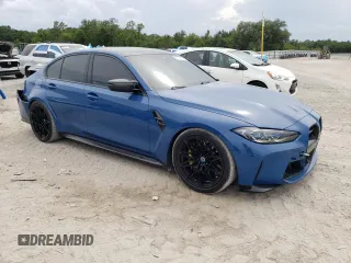 2023 BMW M3 Competition xDrive with VIN WBS43AY07PFP17918, listed as a Copart auction lot 58379405 with 11,581 mi miles and Salvage title. Bid and sale history available at DreamBid. Image 4.