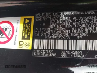 2011 Lexus RX 350 with VIN 2T2ZK1BAXBC056738, listed as a IAAI auction lot 41748123 with 176,185 mi miles and . Bid and sale history available at DreamBid. Image 9.
