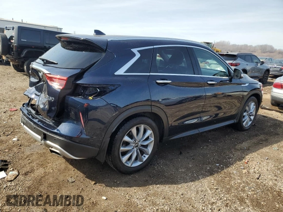 2021 Infiniti QX50 Luxe с VIN 3PCAJ5BB1MF107546, выставлен на аукционе Copart как лот 48239895 с пробегом 55 296 миль миль и Списание • Salvage title. История ставок и продаж доступна на DreamBid. Изображение 3.