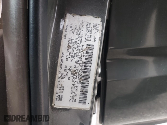 1999 Toyota 4Runner SR5 with VIN JT3GN86R4X0095939, listed as a Copart auction lot 60755965 with 276,622 mi miles and Salvage title. Bid and sale history available at DreamBid. Image 13.
