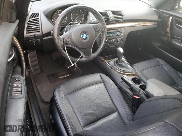 2011 BMW 1 Series 128i with VIN WBAUN1C58BVH83221, listed as a Copart auction lot 51919215 with 0 mi miles and Salvage Title. Bid and sale history available at carsss.com. Image 8.