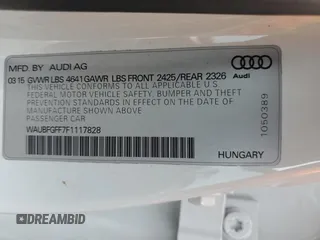 2015 Audi S3 Premium Plus z VIN WAUBFGFF7F1117828, wystawiony jako Copart lot #56778335 z przebiegiem Nie podano mil oraz Szkoda całkowita • Salvage title. Historia ofert i sprzedaży dostępna na DreamBid. Obrazek 12.