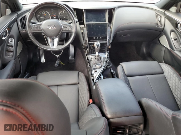 2023 Infiniti Q50 Red Sport 400 with VIN JN1FV7DP8PM570359, listed as a Copart auction lot 42814215 with 8,564 mi miles and Clean Title. Bid and sale history available at DreamBid. Image 8.