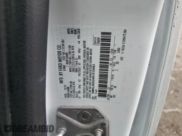 2022 Ford Transit Connect XL z VIN NM0LS6S24N1516983, wystawiony jako Copart lot #51655935 z przebiegiem 118 600 mil mil oraz Szkoda całkowita • Salvage title. Historia ofert i sprzedaży dostępna na DreamBid. Obrazek 14.