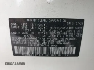2025 Subaru Outback Limited z VIN 4S4BTANC7S3124000, wystawiony jako Copart lot #57419085 z przebiegiem 8 920 mil mil oraz Szkoda całkowita • Salvage title. Historia ofert i sprzedaży dostępna na DreamBid. Obrazek 13.