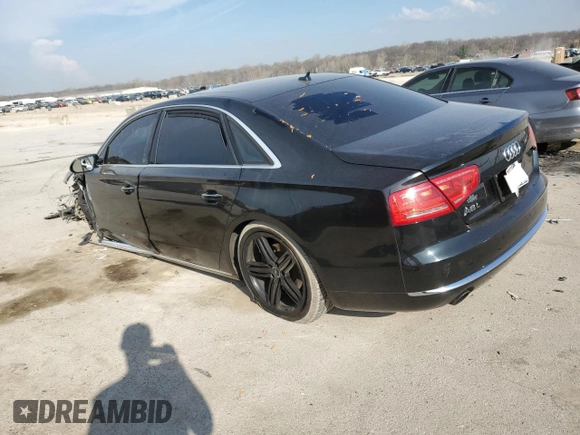 2013 Audi A8 L 3.0L with VIN WAURGAFD1DN000663, listed as a Copart auction lot 50812425 with 0 mi miles and Salvage Title. Bid and sale history available at carsss.com. Image 2.